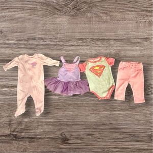 Baby girl Clothing Set with Superhero Onesie and Tutu